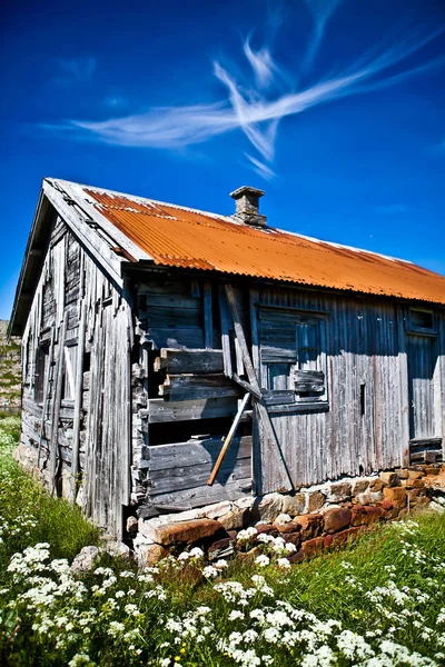 Tipik Skandinav Norveç Ahşap Balıkçı Evi Traena Adası Norveç — Stok fotoğraf