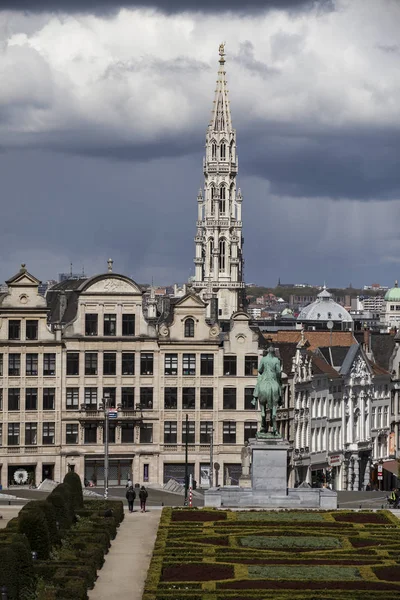 Bruselas Bélgica Abril 2016 Vista Desde Monts Des Arts Con — Foto de Stock