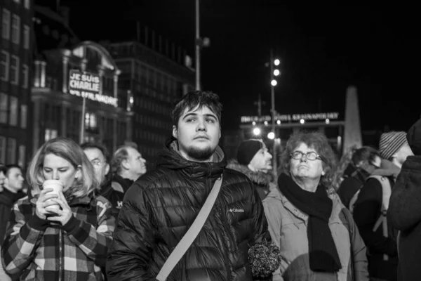 Amsterdam Nizozemsko Leden 2015 Démon Solidarity Útokem Proti Charliemu Hebdo — Stock fotografie