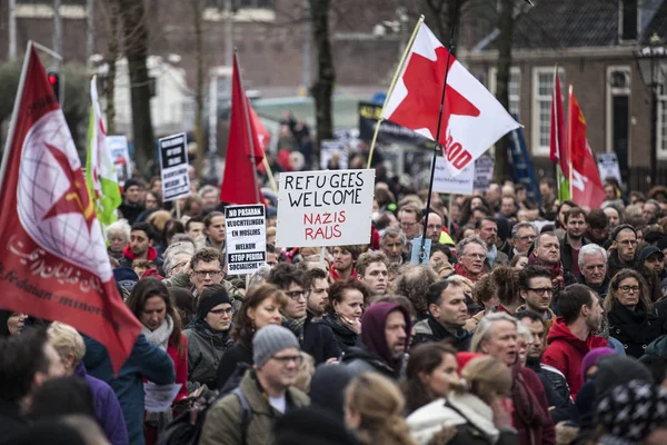 Amsterdam Paesi Bassi Febbraio 2016 Manifestazione Pubblica Multiculturale Organizzata Protestare — Foto Stock