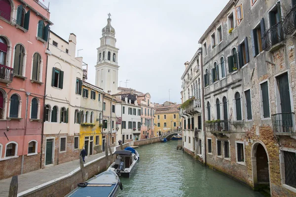 Small Canal Chiesa San Giorgio Dei Greci Church Bell Tower — Stock Photo, Image