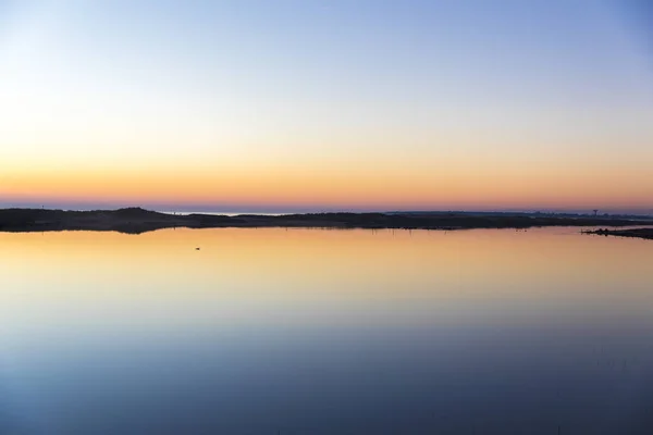 Zonsondergang Met Reflectie Stilstaand Water Boven Natuurgebied Casse Belle Henriette — Stockfoto