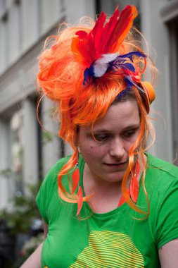 Amsterdam, Hollanda, 30 Nisan 2014: resmi ulusal bayram Kral günü kutlaması - Koningsdag - Kral Willem'in doğum gününü kutlamak için her yıl 30 Nisan'da tüm ülkede düzenlendi