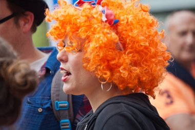 Amsterdam, Hollanda, 30 Nisan 2014: resmi ulusal bayram Kral günü kutlaması - Koningsdag - Kral Willem'in doğum gününü kutlamak için her yıl 30 Nisan'da tüm ülkede düzenlendi