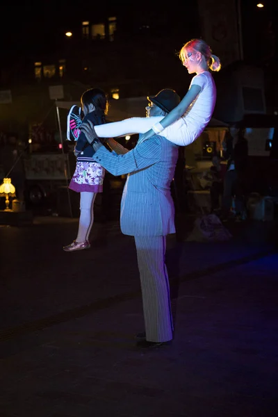 Amsterdam, The Netherlands, 12 September 2014, during West'ival, an open air free Cinema and culture festival on Mercatorplein. circus show before the screening