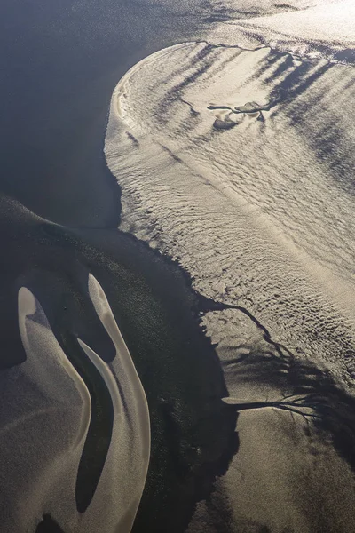 Vista Aérea Del Humedal Fangoso Del Estuario Orilla Isla Ameland — Foto de Stock