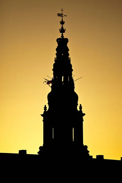 Tower Christiansborg Palace Sunset Koppenhága Dánia — Stock Fotó