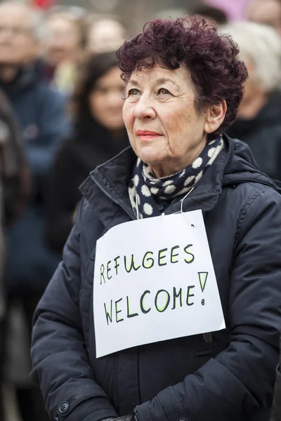 Amsterdam Nizozemsko Února 2016 Veřejné Multikulturní Demonstrace Organizované Protestům Proti — Stock fotografie