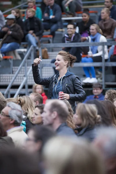 Amsterdam, The Netherlands - August 16 2014: 1st part with Kasper van Kooten, open air screening of film Rambleras at the Vondelpark the World Cinema Amsterdam festival, a world film festival held from 14 to 24/08/2014