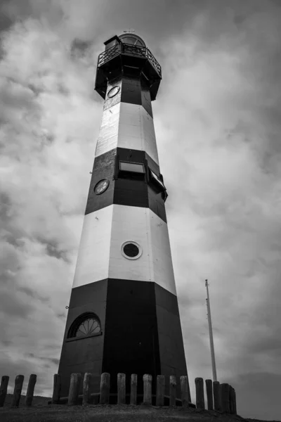 Black White Striped Lighthouse Breskens Netherlands — Stock Photo, Image