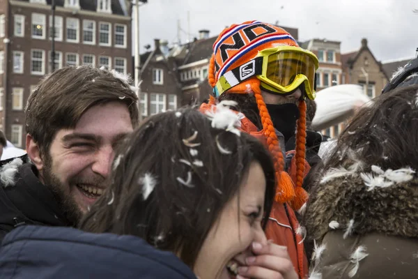 Ámsterdam Países Bajos Holanda Septentrional Sábado Abril 2015 Pillow Fight —  Fotos de Stock