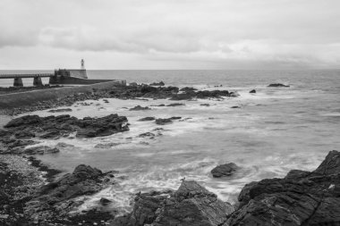 Kışın deniz manzarası, Les Sables D 'olonne, Vende, Fransa 