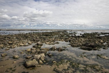 Deniz kıyısı manzarası, Royan, Fransa yakınlarındaki Garonne haliçleri.