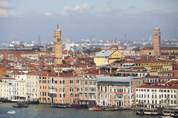 Veneza Itália Abril 2016 Vista Aérea Sobre Lagoa Veneziana Com — Fotografia de Stock