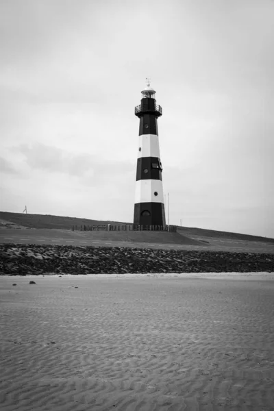 Black White Striped Lighthouse Breskens Netherlands — Stock Photo, Image