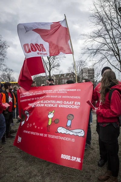 Amsterdam Nederland Februar 2016 Offentlig Flerkulturell Demonstrasjon Organisert Protestere Mot – stockfoto