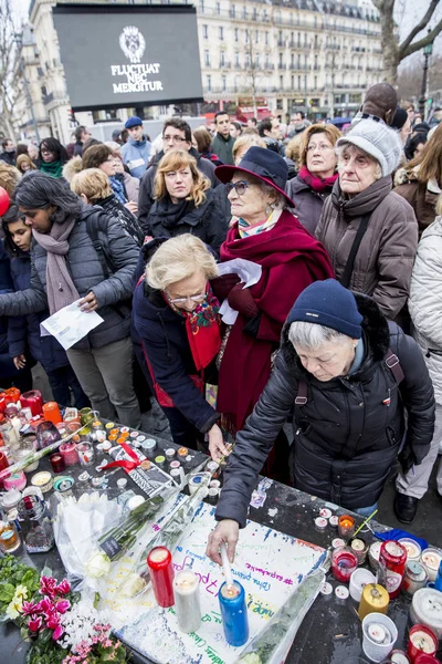 París Francia Enero 2016 Ceremonia Para Conmemorar Las Víctimas Del — Foto de Stock