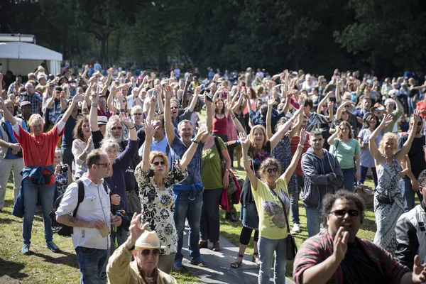 Ámsterdam Países Bajos Julio 2016 Público Aplaude Durante Concierto Banda — Foto de Stock