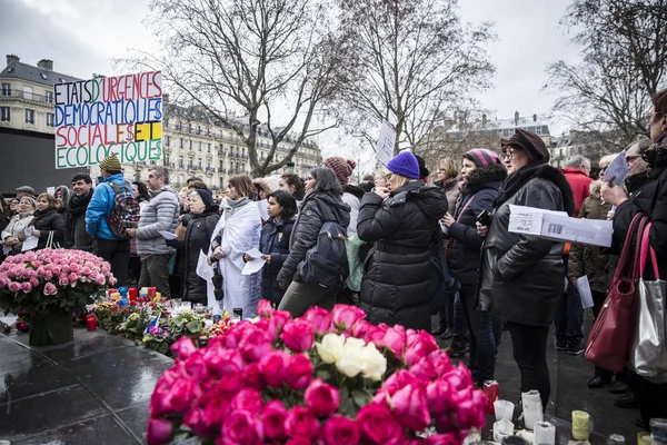 París Francia Enero 2016 Ceremonia Para Conmemorar Las Víctimas Del — Foto de Stock