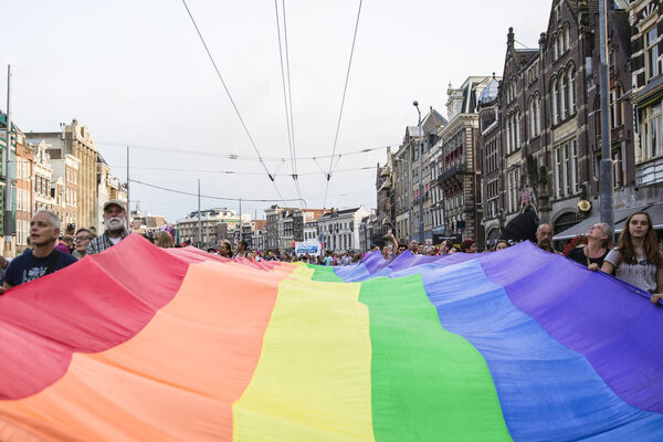 Amsterdam, the Netherlands  July 23, 2016: wedding ceremony of Lucien Spee, director from Amsterdam Gay Pride  association, and Victor at Vondelpark 