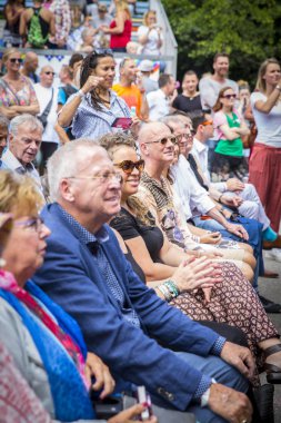 Amsterdam, Hollanda 23 Temmuz 2016: Amsterdam Gay Pride derneği direktörü Lucien Spee ve Victor'un Vondelpark'ta düğün töreni 