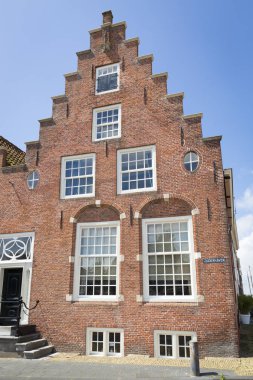 Tipik Hollanda kırmızı tuğla gabble ev cephe, Hollanda