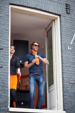 Amsterdam, Hollanda, 30 Nisan 2014: resmi ulusal bayram Kral günü kutlaması - Koningsdag - Kral Willem'in doğum gününü kutlamak için her yıl 30 Nisan'da tüm ülkede düzenlendi