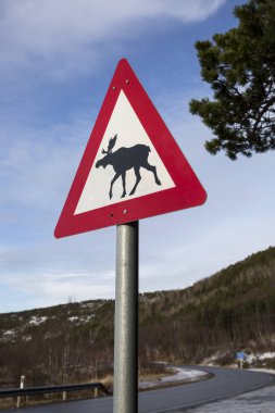 Norveç elk uyarı yol işareti