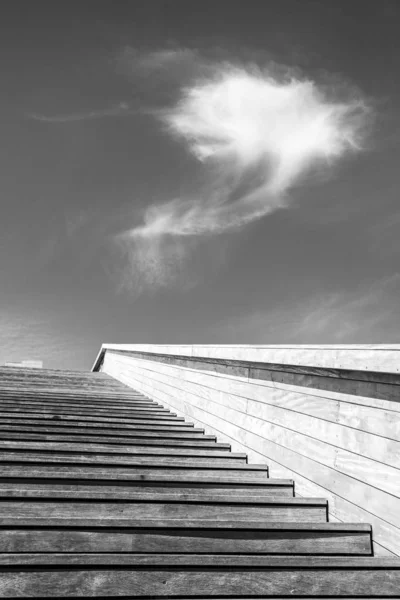 Holztreppe Führt Einer Wolke — Stockfoto