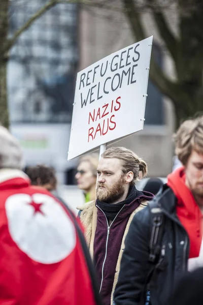 Amsterdam Nederländerna Februari 2016 Offentlig Mångkulturell Demonstration Organiserad För Att — Stockfoto