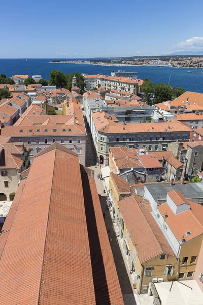 Luchtfoto Van Zadar Vanaf Klokkentoren Van Donatus Kerk Met Adriatische — Stockfoto