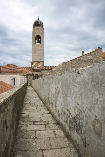 Sentier Pédestre Sur Mur Vieille Ville Dubrovnik Croatie Avec Vue — Photo