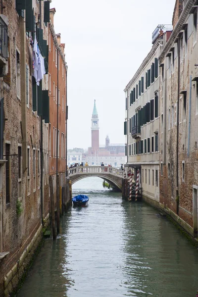 View San Giorgio Maggiore Church Tower Bell Small Romantic Canal — Stock Photo, Image