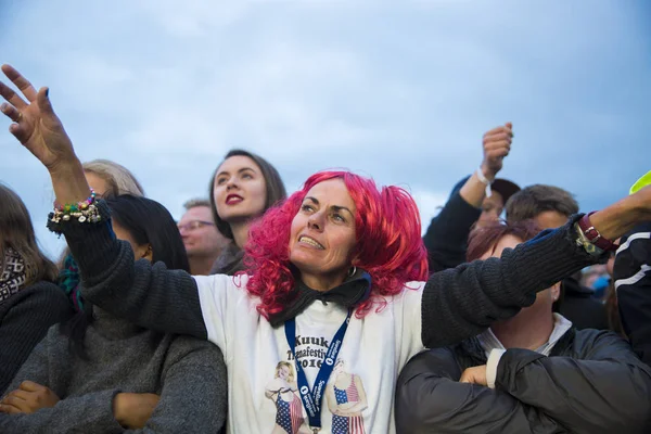 Traena Norvegia Luglio 2016 Pubblico Applaude Concerto Della Band Folk — Foto Stock