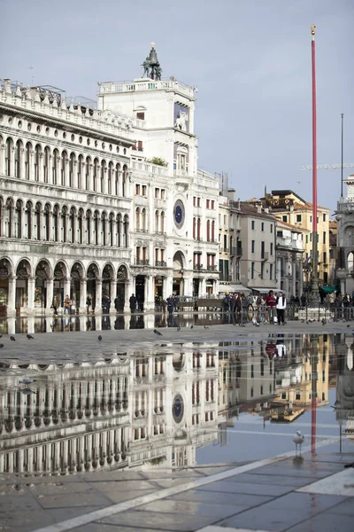 Wenecja Włochy Styczeń 2015 Widok Placu San Marco Pokryte Wodą — Zdjęcie stockowe