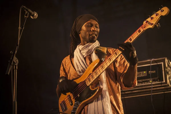 Traena, Norway - July 10 2015: concert of rock blues world music Nigerien Tuareg artist Omara 