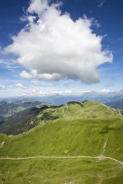 Paisaje Alpino Verano Verde Bucólico Macizo Montañoso Los Alpes Suizos — Foto de Stock
