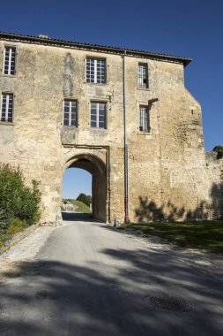 Blaye Kalesi 'nin kemerli giriş kapısı, Gironde, Fransa