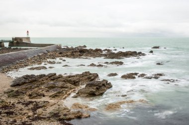 Kışın deniz manzarası, Les Sables D 'olonne, Vende, Fransa 