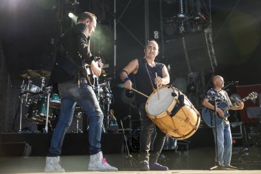 Nyon, İsviçre - 20 Temmuz 2017: Fransız ska grubu Tryo'nun Paleo Festivali'nde konseri