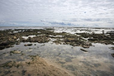 Deniz kıyısı manzarası, Royan, Fransa yakınlarındaki Garonne haliçleri.