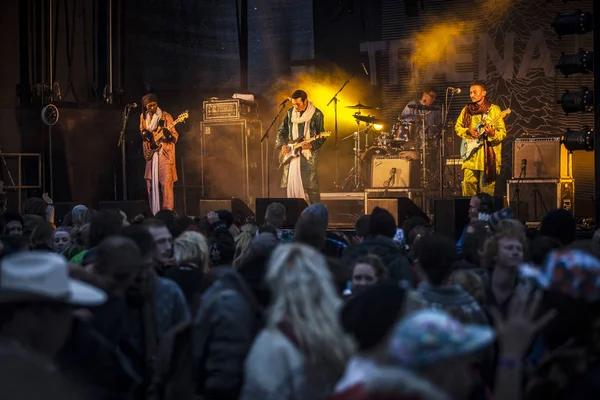 Traena, Norway - July 10 2015: concert of rock blues world music Nigerien Tuareg artist Omara 