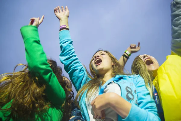 Traena Norway July 2015 Audience Cheering Clapping Arms Air Concert — Stock Photo, Image