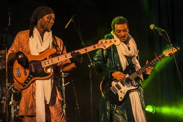 Traena, Norway - July 10 2015: concert of rock blues world music Nigerien Tuareg artist Omara 