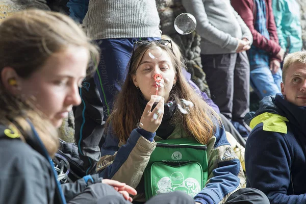 Traena Norvégia Július 2015 Közönség Traenafestival Zene Fesztivál Zajlik Kis — Stock Fotó