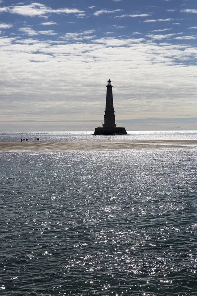 Vue Sur Mer Avec Silhouette Phare Historique Renaissance Cordouan Coucher — Photo