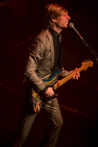 Amsterdam, The Netherlands - 21 february, 2016: concert of English psychedelic rock band Kula Shaker for their album release K 2.0 at Paradiso concert hall