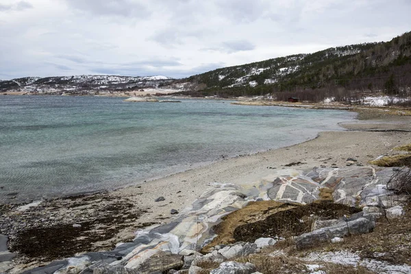 Utsikt Över Fjorden Vinter Vind Elvfjorden Nordland Fylke — Stockfoto