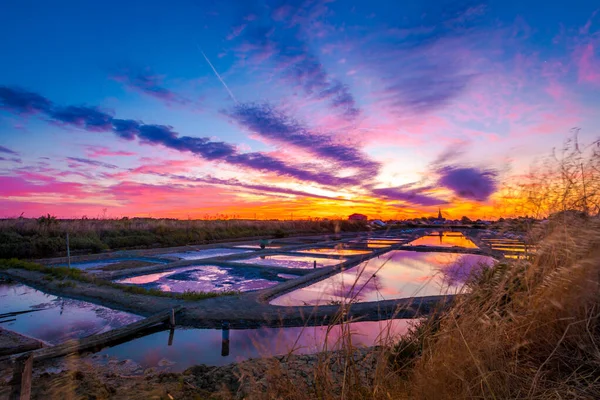 Panoramatický Výhled Slaniska Při Východu Slunce Oblast Olonne Vendee Francie — Stock fotografie