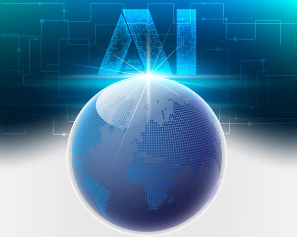 Global World Cloud Bigdata Information Network Letter Digital Artificial Intelligence — Vettoriale Stock